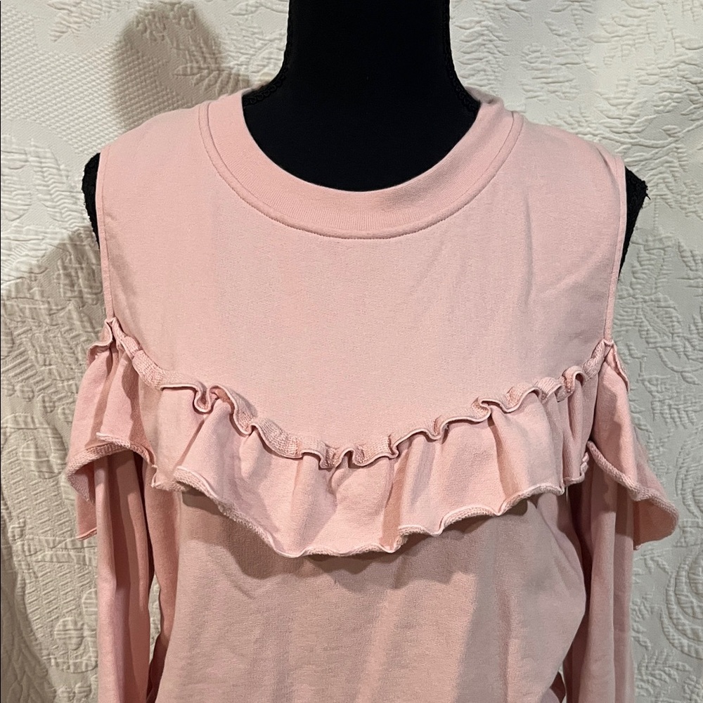 Kate Spade Cold Shoulder Ruffle Sweatshirt, size medium‎ - Picture 2 of 14